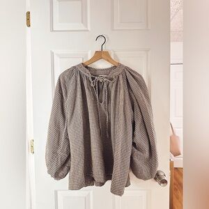 Daughters of India Brown Checkered Blouse